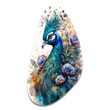 Cute Peacock Floral Art II - Asymmetric Metal Wall Art