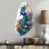 Cute Peacock Floral Art II - Asymmetric Metal Wall Art