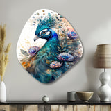 Cute Peacock Floral Art II - Asymmetric Metal Wall Art