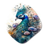 Cute Peacock Floral Art II - Asymmetric Metal Wall Art