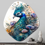 Cute Peacock Floral Art II - Asymmetric Metal Wall Art