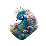 Cute Peacock Floral Art II - Asymmetric Metal Wall Art