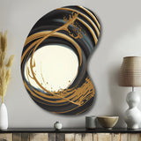 Black And Gold Circle II - Asymmetric Metal Wall Art