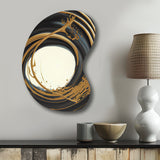 Black And Gold Circle II - Asymmetric Metal Wall Art