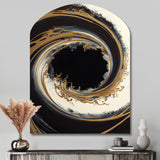 Black And Gold Circle V - Asymmetric Metal Wall Art