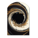 Black And Gold Circle V - Asymmetric Metal Wall Art