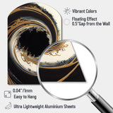 Black And Gold Circle V - Asymmetric Metal Wall Art