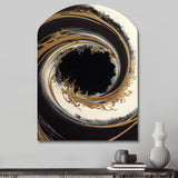 Black And Gold Circle V - Asymmetric Metal Wall Art