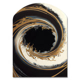 Black And Gold Circle V - Asymmetric Metal Wall Art