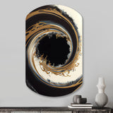 Black And Gold Circle V - Asymmetric Metal Wall Art