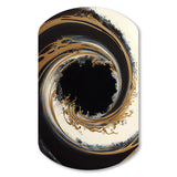 Black And Gold Circle V - Asymmetric Metal Wall Art