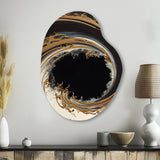 Black And Gold Circle V - Asymmetric Metal Wall Art