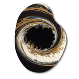 Black And Gold Circle V - Asymmetric Metal Wall Art