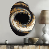 Black And Gold Circle V - Asymmetric Metal Wall Art