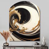 Black And Gold Swirl V - Asymmetric Metal Wall Art