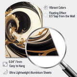 Black And Gold Swirl V - Asymmetric Metal Wall Art