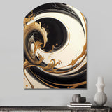 Black And Gold Swirl V - Asymmetric Metal Wall Art