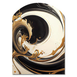 Black And Gold Swirl V - Asymmetric Metal Wall Art