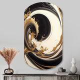 Black And Gold Swirl V - Asymmetric Metal Wall Art