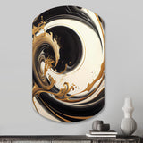 Black And Gold Swirl V - Asymmetric Metal Wall Art