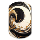 Black And Gold Swirl V - Asymmetric Metal Wall Art