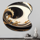 Black And Gold Swirl V - Asymmetric Metal Wall Art