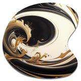 Black And Gold Swirl V - Asymmetric Metal Wall Art