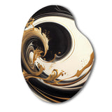 Black And Gold Swirl V - Asymmetric Metal Wall Art