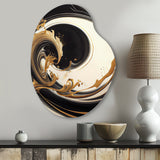 Black And Gold Swirl V - Asymmetric Metal Wall Art