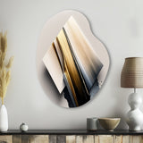 Black And Gold Cubic Expression III - Asymmetric Metal Wall Art