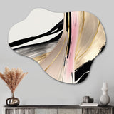 Minimalism Pink And Gold Cubic Fusion VII - Asymmetric Metal Wall Art