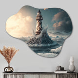 Fantasy Lighthouse In The Arctic Ocean II - Asymmetric Metal Wall Art