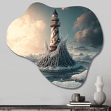 Fantasy Lighthouse In The Arctic Ocean II - Asymmetric Metal Wall Art