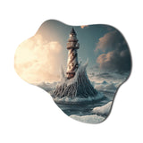 Fantasy Lighthouse In The Arctic Ocean II - Asymmetric Metal Wall Art