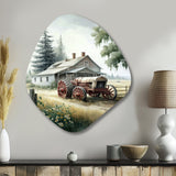 Tractor At The Barn In Summer I - Asymmetric Metal Wall Art