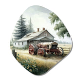 Tractor At The Barn In Summer I - Asymmetric Metal Wall Art