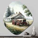 Tractor At The Barn In Summer I - Asymmetric Metal Wall Art