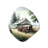 Tractor At The Barn In Summer I - Asymmetric Metal Wall Art