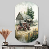 Tractor At The Barn In Summer II - Asymmetric Metal Wall Art