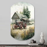 Tractor At The Barn In Summer II - Asymmetric Metal Wall Art