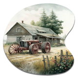 Tractor At The Barn In Summer II - Asymmetric Metal Wall Art