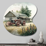 Tractor At The Barn In Summer II - Asymmetric Metal Wall Art