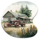 Tractor At The Barn In Summer II - Asymmetric Metal Wall Art