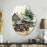 Tractor At The Barn In Summer II - Asymmetric Metal Wall Art