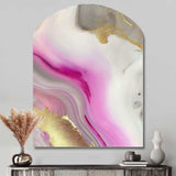 Pink And Gold Marble Abstract II - Asymmetric Metal Wall Art