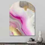 Pink And Gold Marble Abstract II - Asymmetric Metal Wall Art