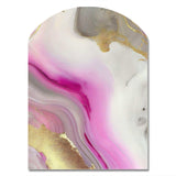 Pink And Gold Marble Abstract II - Asymmetric Metal Wall Art