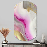 Pink And Gold Marble Abstract II - Asymmetric Metal Wall Art