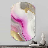 Pink And Gold Marble Abstract II - Asymmetric Metal Wall Art