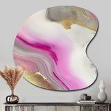 Pink And Gold Marble Abstract II - Asymmetric Metal Wall Art